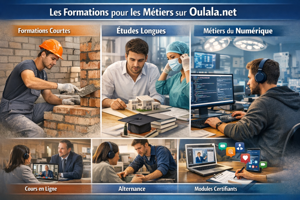 Les formations associées aux métiers présentés sur Oulala.net